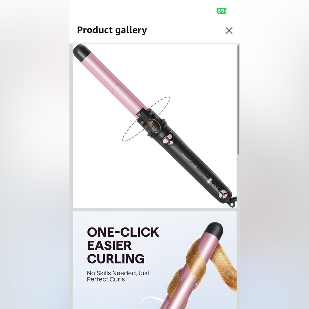 Automatic Rotating Pink Hair Curling Iron